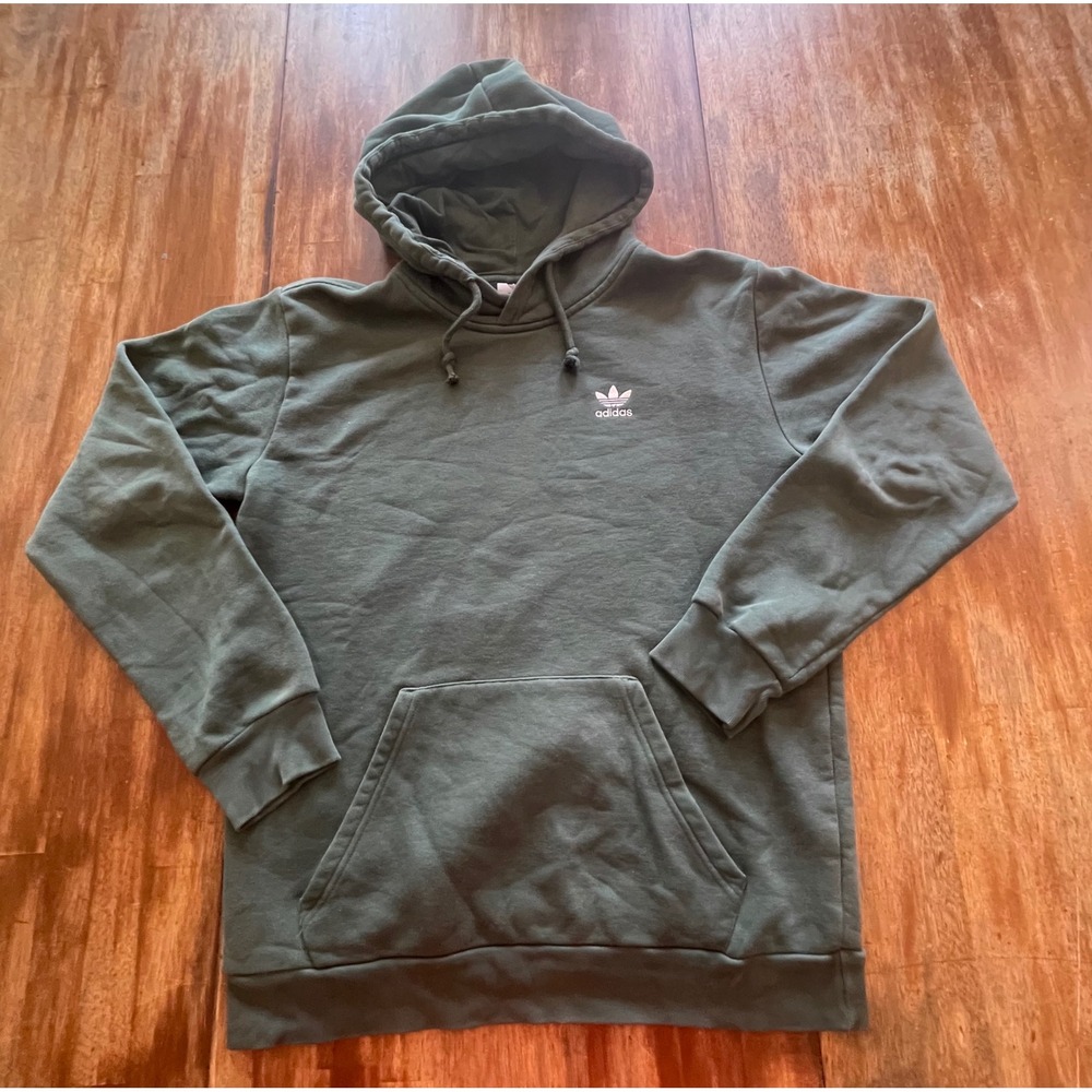 Adidas Originals Trefoil Hoodie Mens Small Forest Green Pullover Sweatshirt